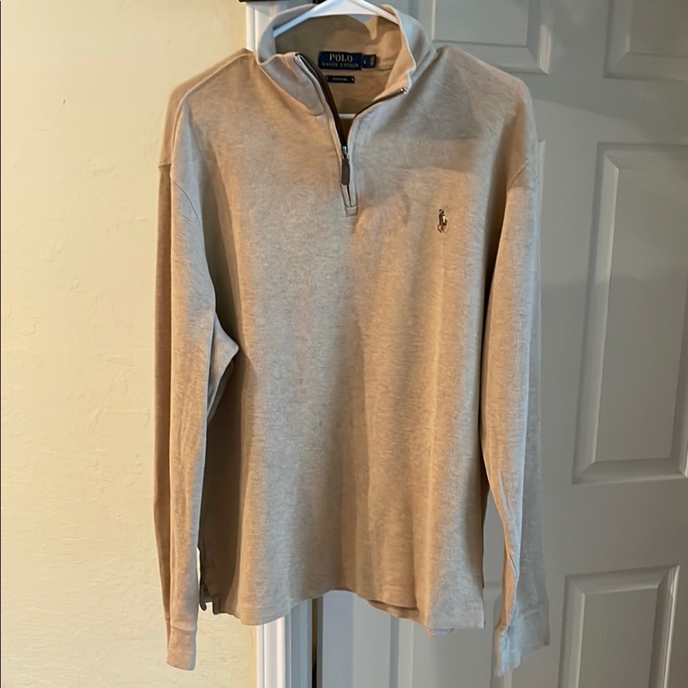 Polo Ralph Lauren Estate-Rib Quarter-Zip Beige Long Sleeve Shirt (Pullover)